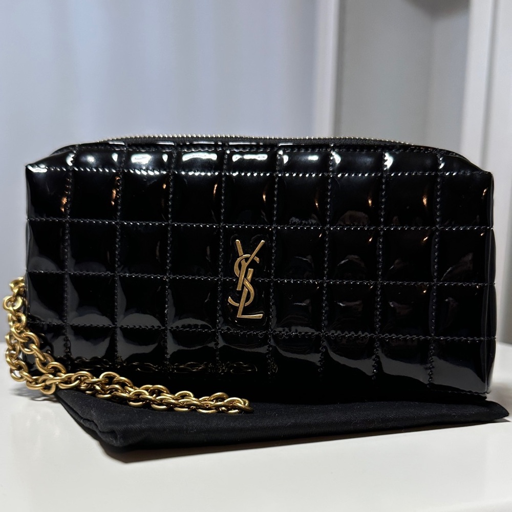 Saint Laurent Cassandre Matelassé Carré Pouch on Chain